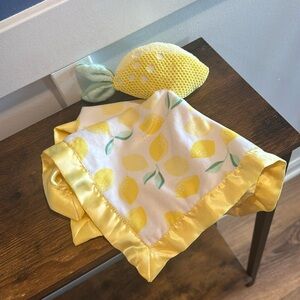 Cloud Island Plush Lemon Yellow Satin Trim Security Blanket Lovey 13.5"